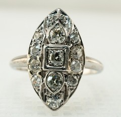 Diamond Ring Palladium Old Mine Art Deco Vintage .88ct TDW