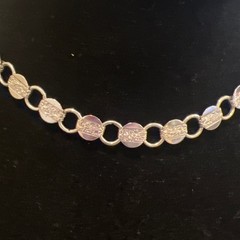 Vtg Sarah Coventry Silver Tone Young and Gay Textured Disc Link Necklace 15″