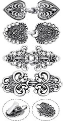 4 Pcs Vintage Sweater Swirl Clip Cape Cloak Retro Cardigan Collar Brooch Clips