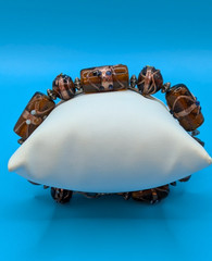 Vintage Murano Lamp Work Glass Beads Amber Brown Bracelet