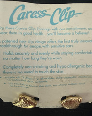 UK Caress Clip Hypoallergenic Gold Tone Earrings on Original Card