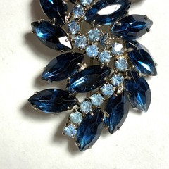 Vintage Blue Crystal Brooch Pin