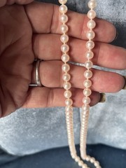 Long 25” 6mm Cultured Pearl Strand High Quality 14kt Lock Perfectly Matched OLD