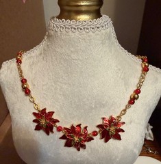 Metropolitan Museum of Art (MMA) vintage gold-plated poinsettia Necklace NWT