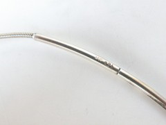 Vintage Sterling Silver 925 Modernist Glass Slide Choker Necklace 17″