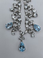 Vintage C*A 925 Sterling Silver Natural Blue Topaz Festoon Bib Statement…
