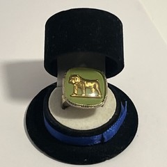 Vintage Men’s Signet Ring Intaglio Bulldog “Mack” Trucks Advertising Adjustable