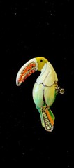 VTG Enamel Rhinestone Lucite Silver Metal Alloy Wire Rhinestone Bird Brooch 1950
