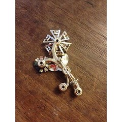 Metal Flower Gold & AB Rhinestone Brooch