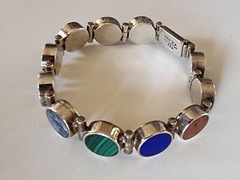 Sterling Silver Mexico Tri-195 Multi-Stone Bracelet