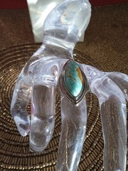 #8 Turquoise Sterling Marquise Shape Ring Size 8