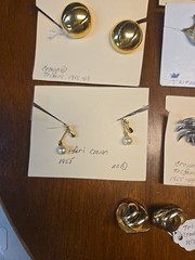 Lot 14 Pairs Vintage TRIFARI Earrings Signed Crown TM 1940s-90s Gold Tone Pearl