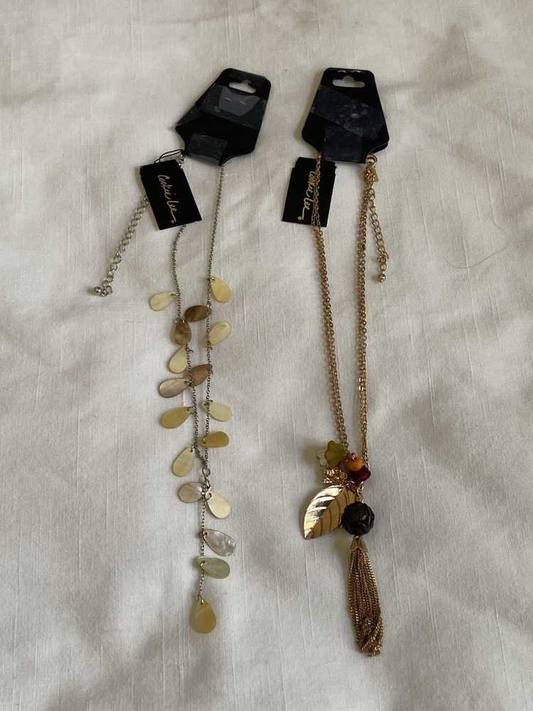 Lot of 2 NWT Vintage Cookie Lee Necklaces – NEW Genuine Shell/Double Strand