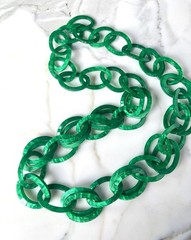 RESIN LUCITE EMERALD GREEN 36 in DOUBLE LINK CHAIN CHUNKY NECKLACE SAUTOIR NEW