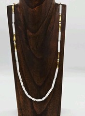 Monet Necklace White Gold Tone Barrel Bead Couture Vintage 32 in