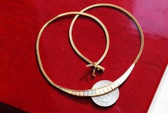 14k multi tone gold necklace Italian 16.0″ link chain vintage handmade 7.6gr