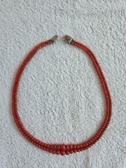 Antique Genuine Natural 100% Undyed Red Mediterranean Coral Beads Necklace
