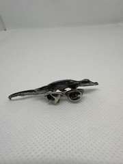 Silver And Black Crocodile Pin