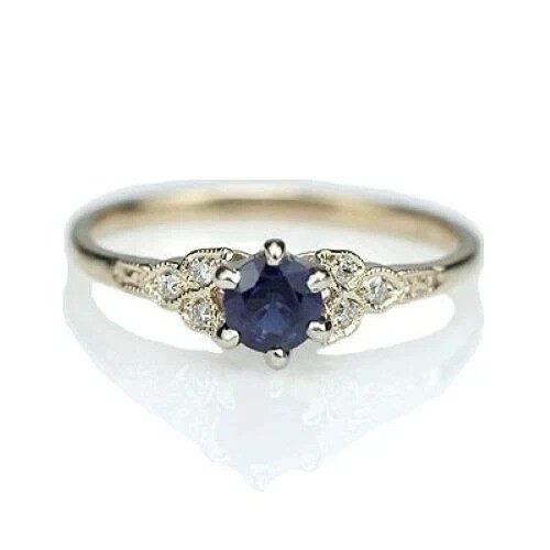 Art Deco Style 2Ct Blue Lab Created Sapphire & Diamond 925 Sterling Silver Ring