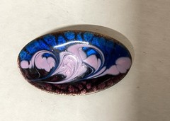 6 pcs. Wholesale Lot-Enamel on Copper Med OVAL PIN-ARTISAN Made-Inga Enamels (B)