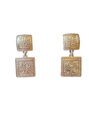 Vintage 925 Sterling Silver Embossed Scroll Dangle Earrings~1 1/8″ Drop