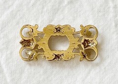 Jewelry Stamping – French raw brass connector w/14K gold plate – 13 pcs.