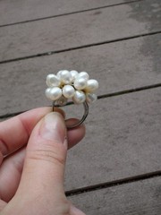 Vintage Ring with white pearls “cluster” one size fits all