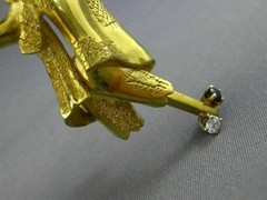 ESTATE LARGE .20CT AAA RUBY & SAPPHIRE 18K YELLOW GOLD 3D SCARECROW BROOCH PIN