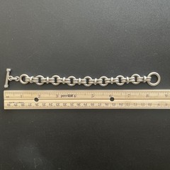 Vintage Sterling Silver .925 Heavy Chain Link Bracelet Toggle Clasp 8.5 in