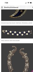 Vintage Gayle attributed bracelet blue givre milk glass rhinestone crown prongs