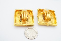 Vintage Clip On Earrings Gold Silver Tone Square