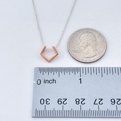Vintage Sterling Silver 925 Rose Gold Geometric Pendant Necklace Size 16″-18″