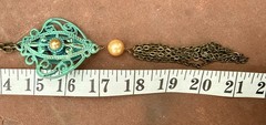 Vintage Patina Metal Filigree Medallion Tassel Necklace Art Nouveau 28″