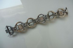 Exquisite, old Bracelet, 925 Silver, with Rose Quartz, Teka Theodor Klotz, 54.2g