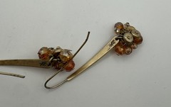 VTG Signed KC Kenneth Cole Matte-Goldtone Crystal Cluster Dangle Wire Earrings