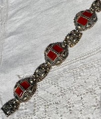Antique 1906-1910 THEODOR FAHRNER Carnelian & 935 Sterling Silver Bracelet