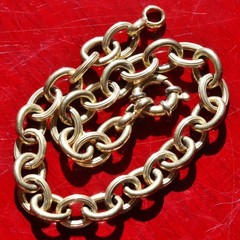 14k two-tone gold bracelet 7.5″ rolo link charm Italian handmade 6.25g N2718C