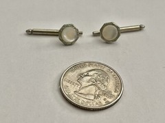 Antique Victorian Edwardian Silvertone Mother of Pearl Cufflink Stud Button