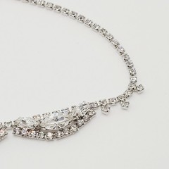 Elegant Swag Design Sparkling Rhinestone Silver Tone Art Deco Style Vtg Necklace