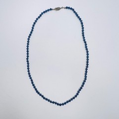 Vintage Faceted Blue Glass Bead Necklace and Handmade Earring Set Boho Hippie