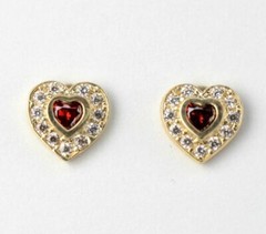 14k Solid White Gold Halo Heart Stud Earrings
