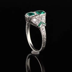 Art Deco 2.50CTW Green Asscher Cut CZ & Vintage Style Wedding Ring In 925 Silver