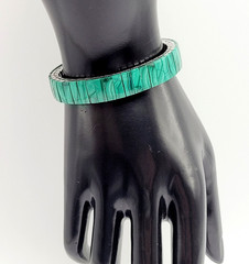 Malachite Stone Green Veneer Panel Stainless Steel Expanding Vintage Bracelet