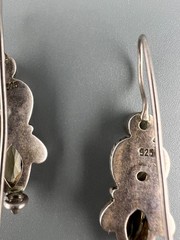Vintage Earrings Sterling Silver 925 Citrine Anglesite Gemstone French Wire Hook