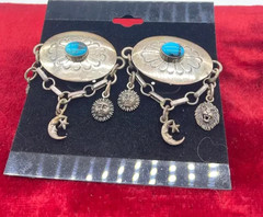 Vintage Carol Felley Sterling Silver and Turquoise Charm Earrings