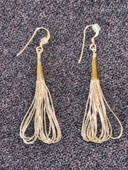 Sterling Silver Liquid Gold Vermeil 30 Multi Strand Necklace Matching Earrings
