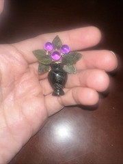 VINTAGE SWOBODA JADE FLOWER FLORAL PURPLE BROOCH PIN