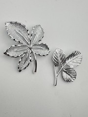 Vintage Sarah Coventry Brooch Lot 2 Silver Tone Ivy Maple Leaf Pins Textured