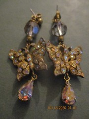 ABS Rhinestone Vintage Unbranded Womens BUTTERFLY THEME Dangle Earrings