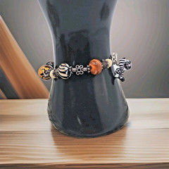 Vintage Sterling Lampwork Bracelet Jungle Africa Zebra 925 Estate